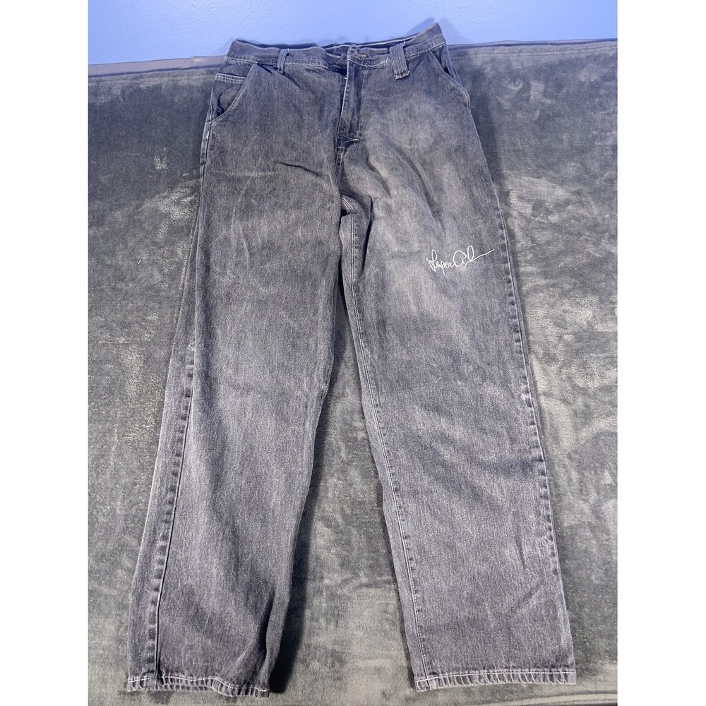 EU 34 Makaveli Branded Tupac 2 Pac Carpenter Jeans W34 L32 Faded Black Hip Hop
